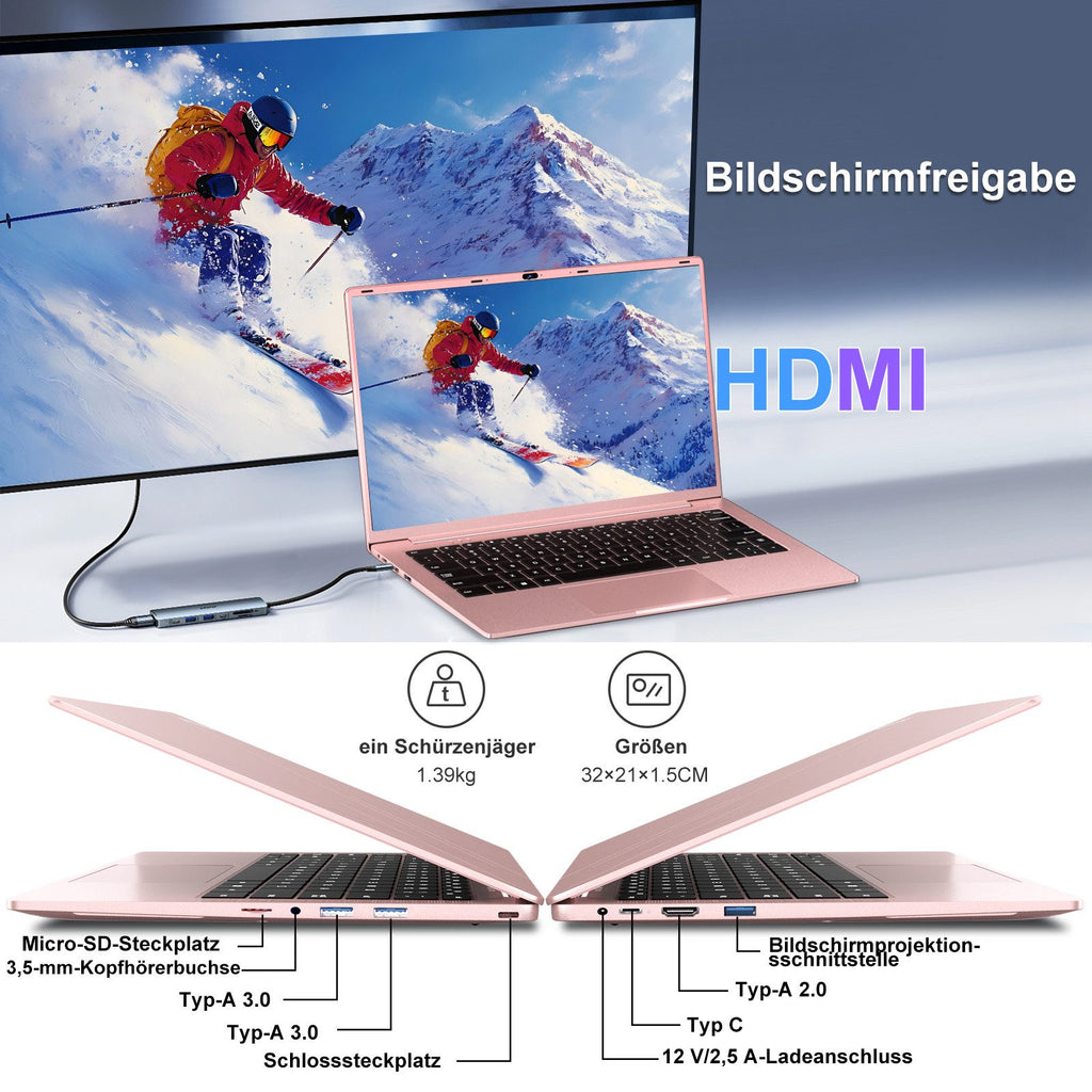 MACO Ultra-Slim 14" Business Laptop | Intel Quad-Core N5095, 8GB DDR4, 256GB High-Speed SSD