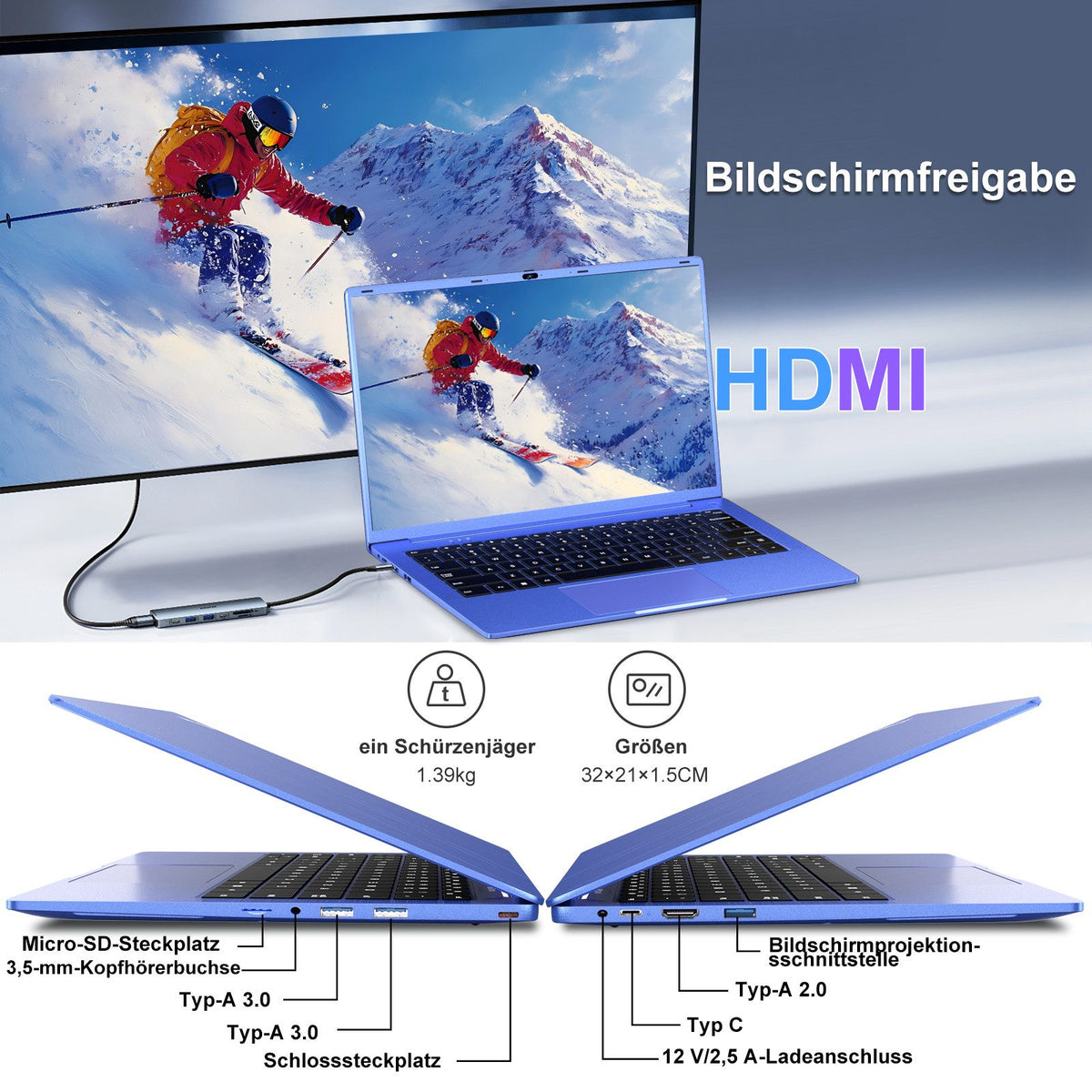 MACO Ultra-Slim 14" Business Laptop | Intel Quad-Core N5095, 8GB DDR4, 256GB High-Speed SSD