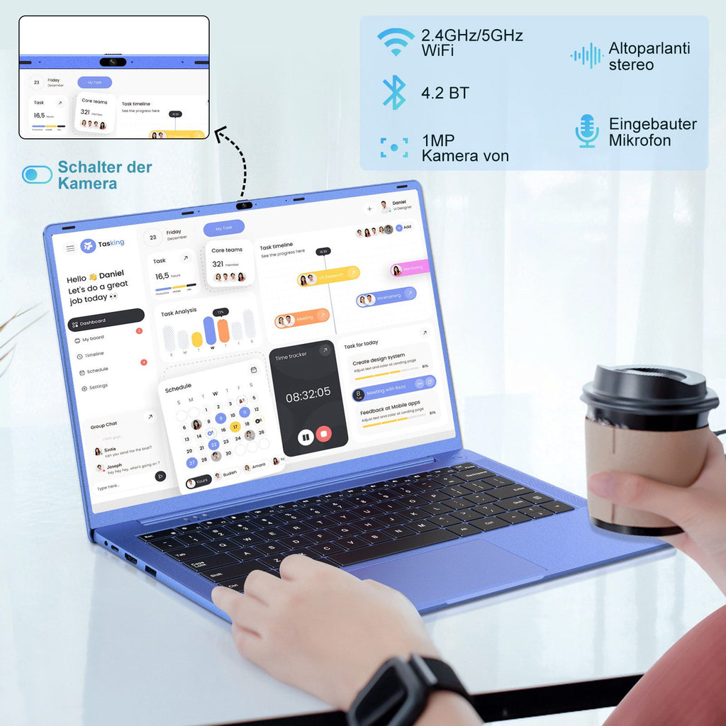 MACO Ultra-Slim 14" Business Laptop | Intel Quad-Core N5095, 8GB DDR4, 256GB High-Speed SSD