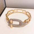 MACO Luxury 18K Gold Plated Belt Bangle – Punk Court Style Brass Bracelet