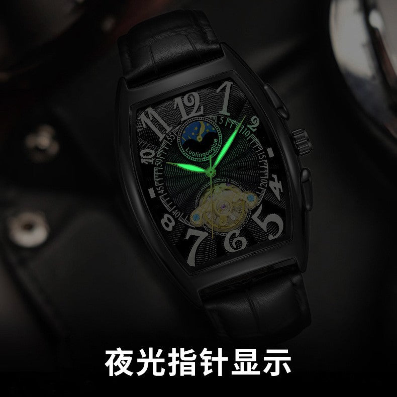 MACO Luxury Barrel Mechanical Watch – Fully Automatic Skeleton Business Chrono