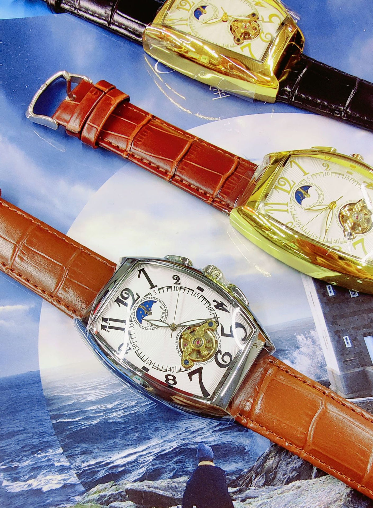MACO Luxury Barrel Mechanical Watch – Fully Automatic Skeleton Business Chrono