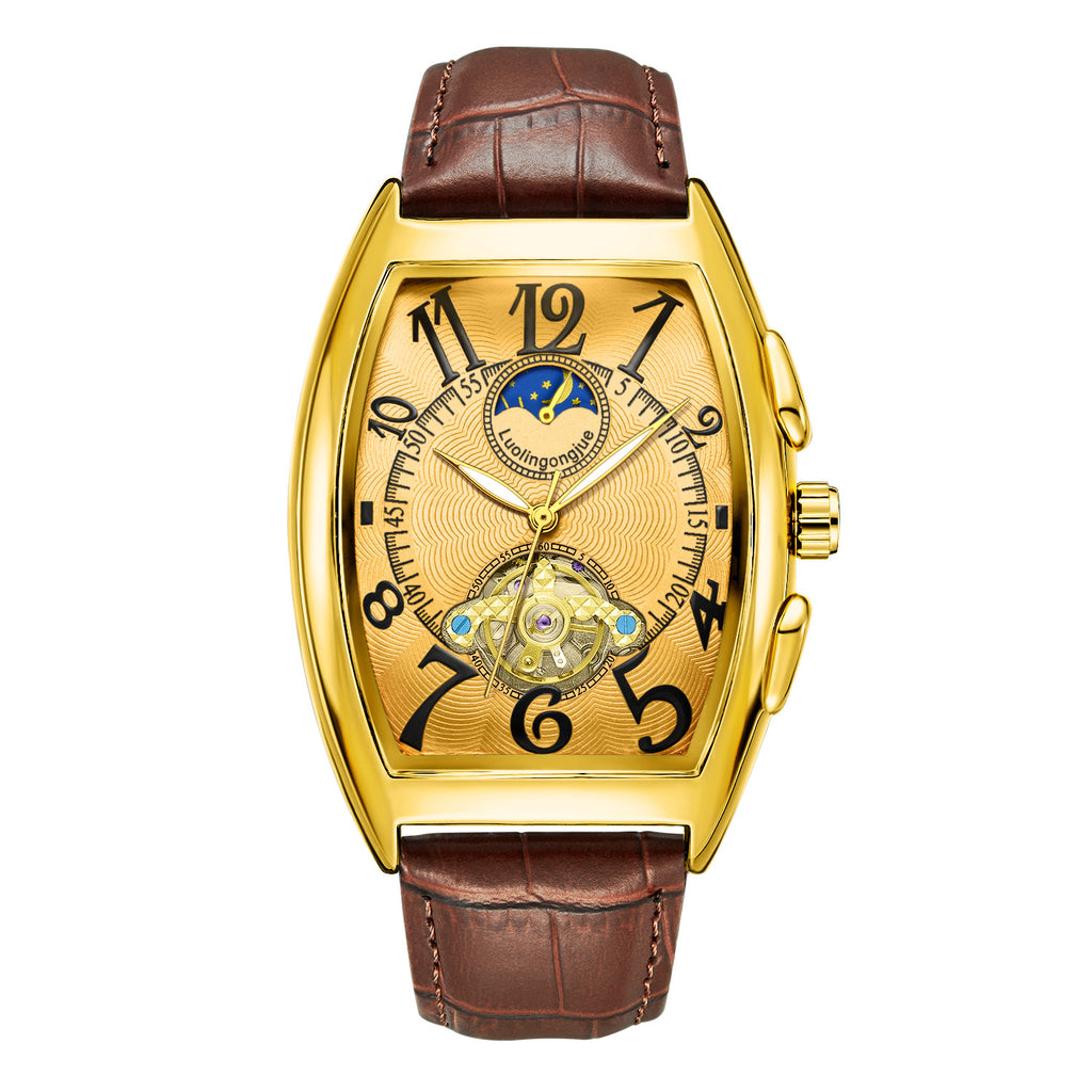 MACO Luxury Barrel Mechanical Watch – Fully Automatic Skeleton Business Chrono