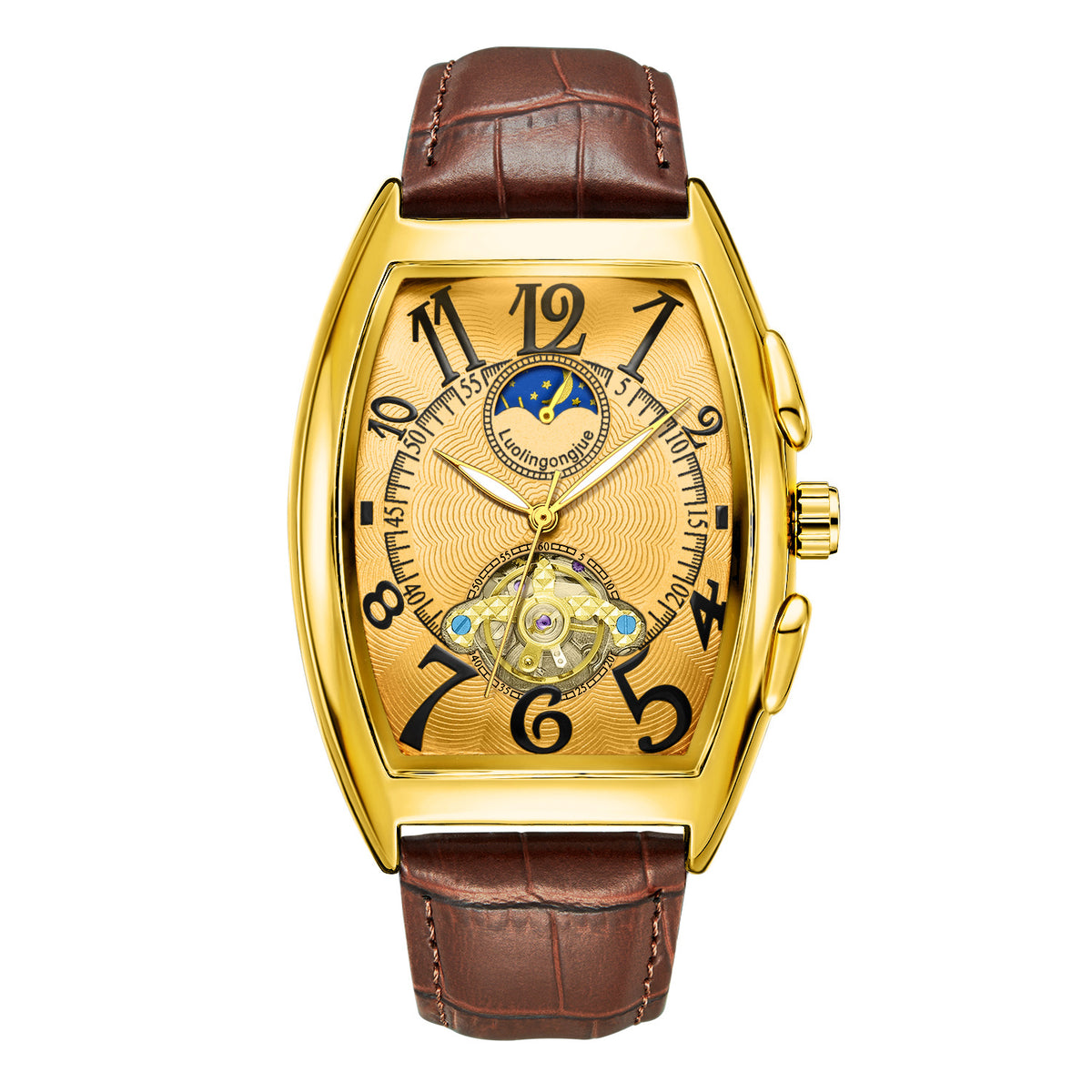 MACO Luxury Barrel Mechanical Watch – Fully Automatic Skeleton Business Chrono