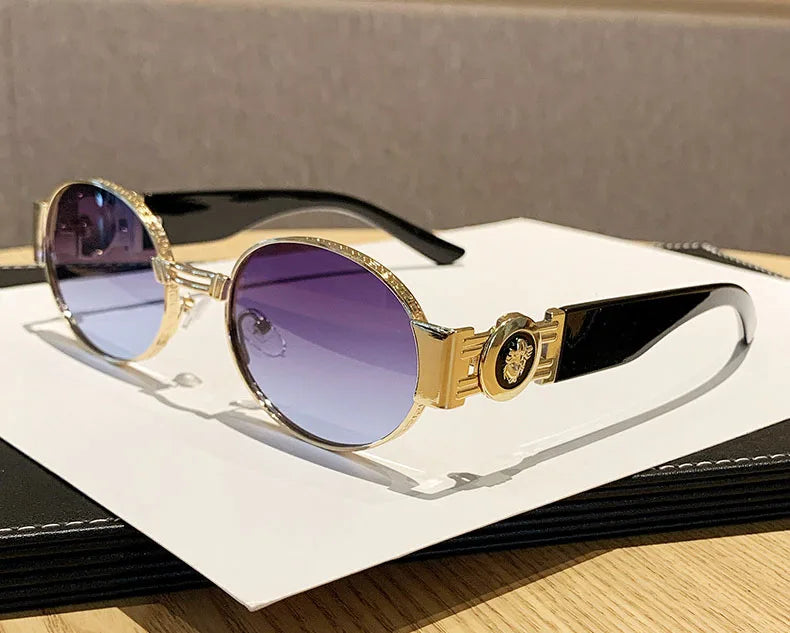 MACO Retro Oval Metal Sunglasses – Luxury Vintage Y2K Shades for Men & Women