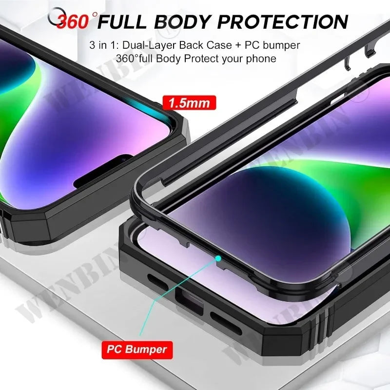 MACO Tactical Heavy-Duty iPhone Armor Case | 360° Metal Kickstand & Camera Shield
