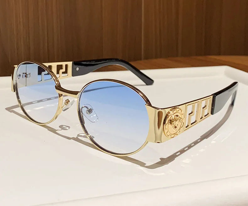 MACO Luxury Oval Metal Sunglasses – Vintage Minimalist Designer Shades for Men & Women