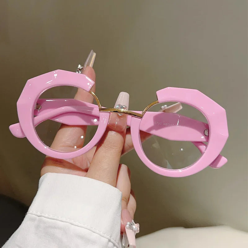 MACO Irregular Circular Reading Glasses – Anti-Blue Light Blocking Trendy Eyewear