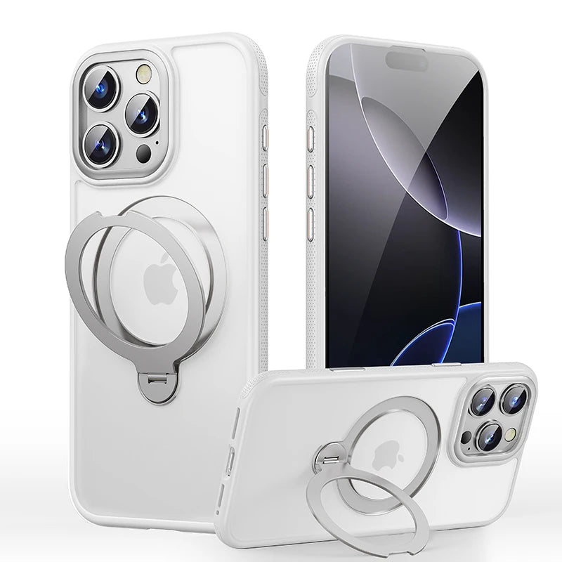 MACO Magsafe 360° Rotating Bracket Case — Heavy Duty Mechanical Kickstand Frosted Cover for iPhone 13 to 17 Pro Max & Air