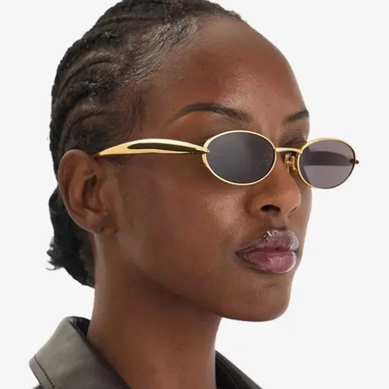 MACO Y2K Small Oval Metal Sunglasses – Luxury Brand Punk Retro Shades