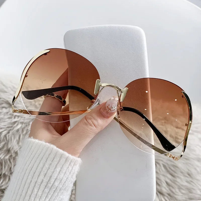 MACO Luxury Geometric Round Sunglasses – Big Frame Metal Designer Shades