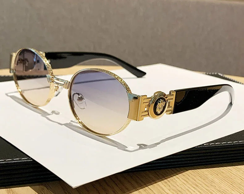 MACO Retro Oval Metal Sunglasses – Luxury Vintage Y2K Shades for Men & Women