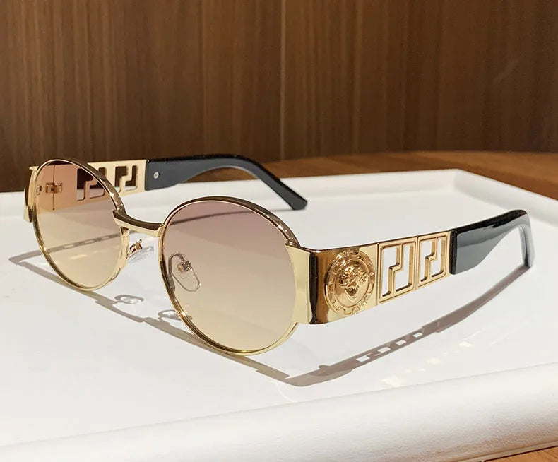 MACO Luxury Oval Metal Sunglasses – Vintage Minimalist Designer Shades for Men & Women