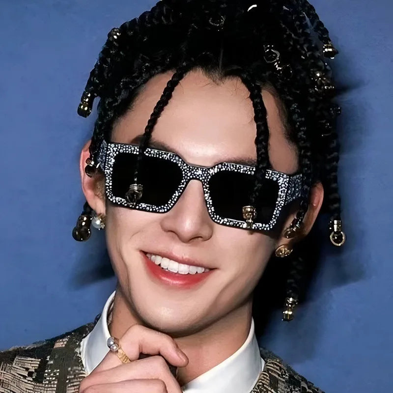 MACO Iced Out Diamond Square Sunglasses – High-End Nightclub Party Shades