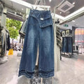MACO Asymmetric Vintage Denim – Korean Style Wide-Leg Retro-Jeans