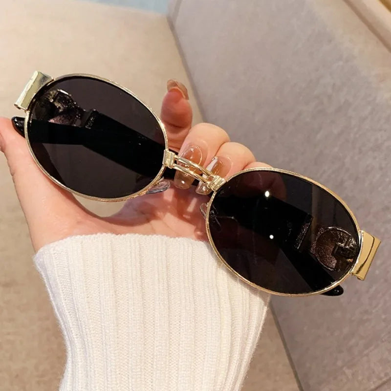 MACO Retro Oval Metal Sunglasses – Luxury Vintage Y2K Shades for Men & Women