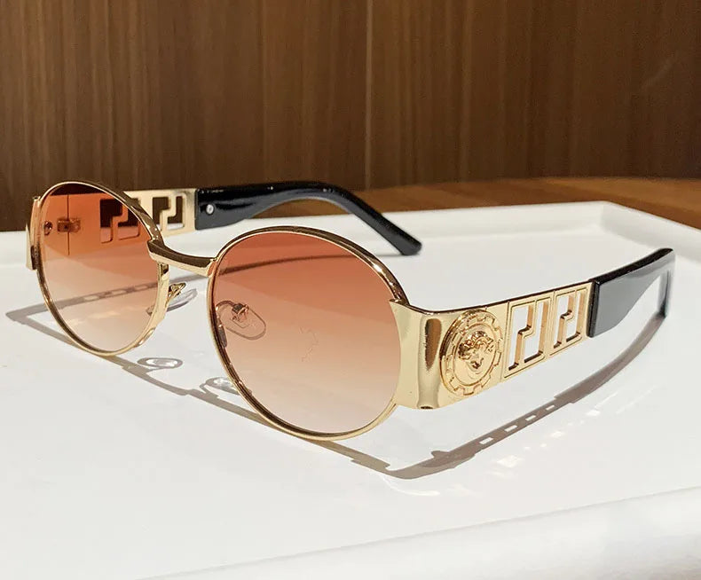 MACO Luxury Oval Metal Sunglasses – Vintage Minimalist Designer Shades for Men & Women