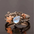 MACO Vintage Maple Leaf Moonstone Ring – Classic Boho Statement Jewelry
