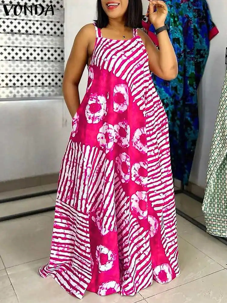 MACO Luxury Bohemian Printed Maxi Dress – Elegant Plus Size Summer Sundress