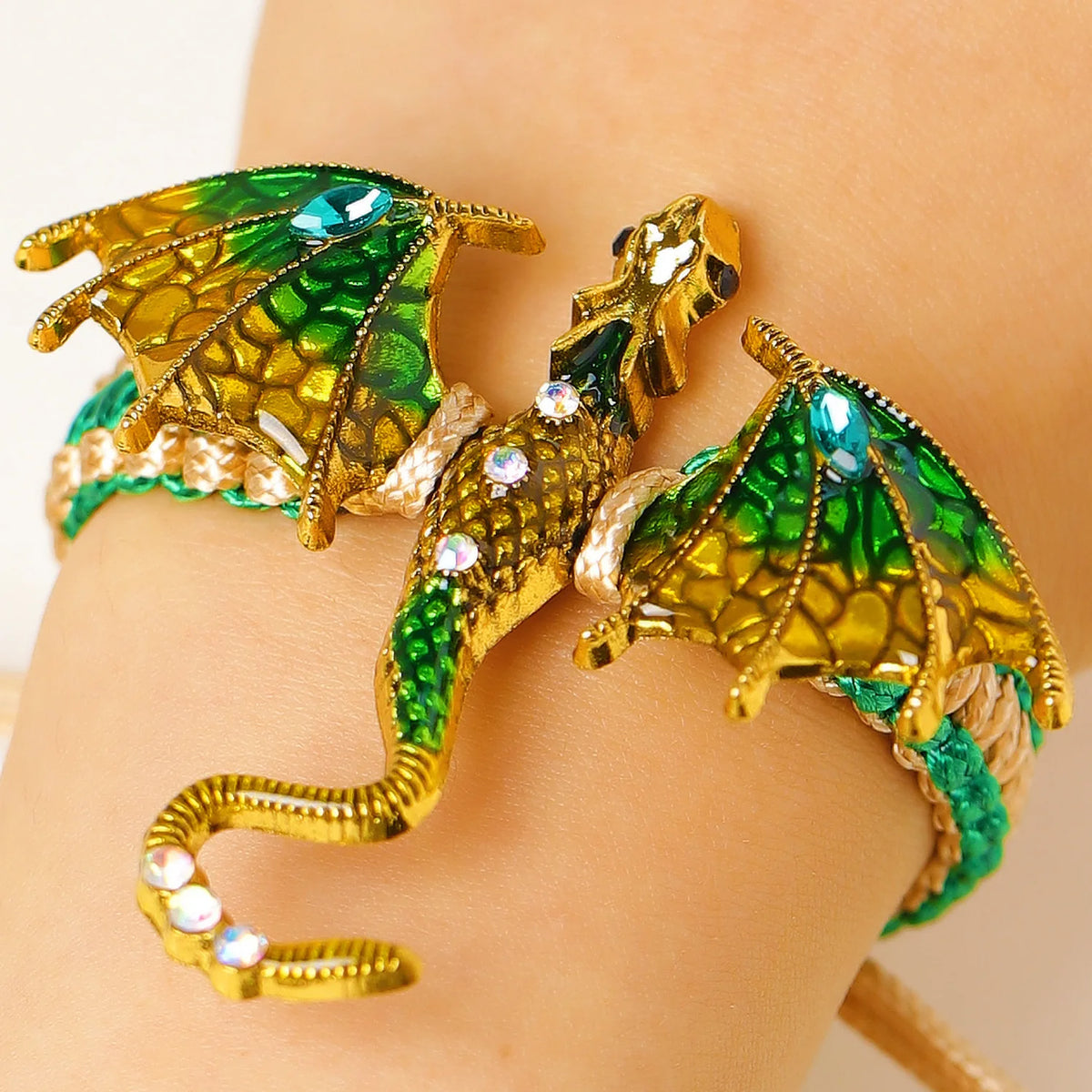 MACO Punk Gothic Flying Dragon Bangle – Creative Adjustable Braided Rope Bracelet