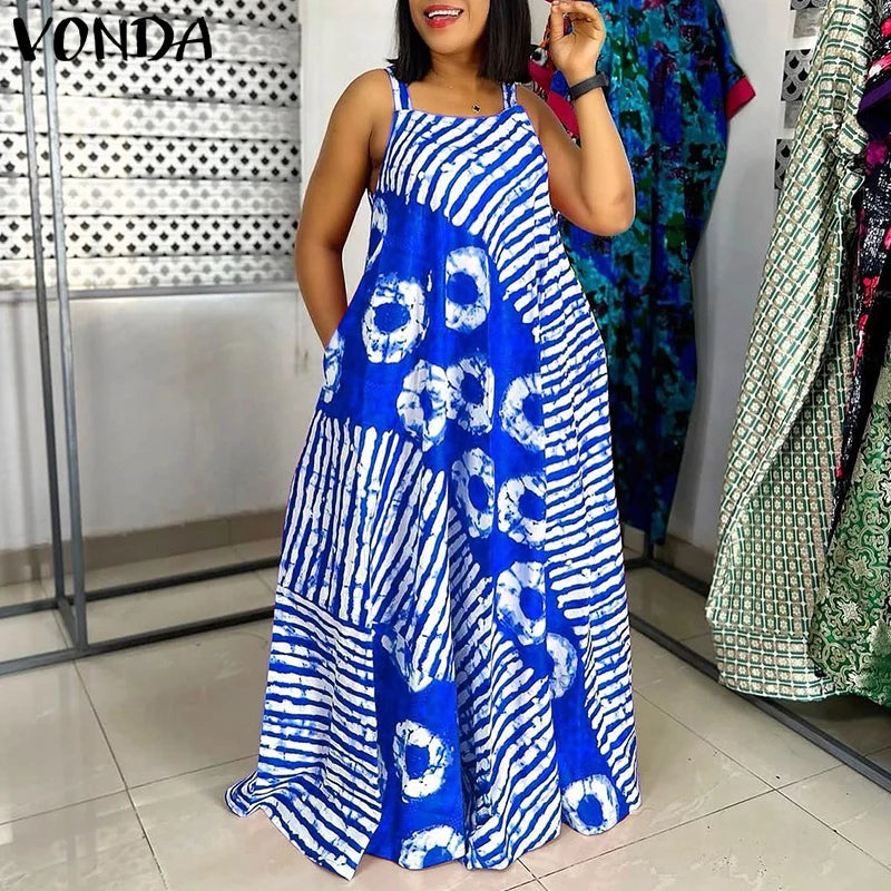 MACO Luxury Bohemian Printed Maxi Dress – Elegant Plus Size Summer Sundress