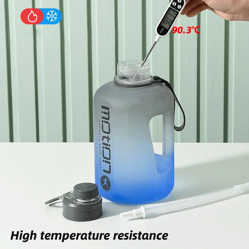 MACO Luxury 2L Gradient Sports Bottle – High-Capacity Motivational Fitness Jug with Straw