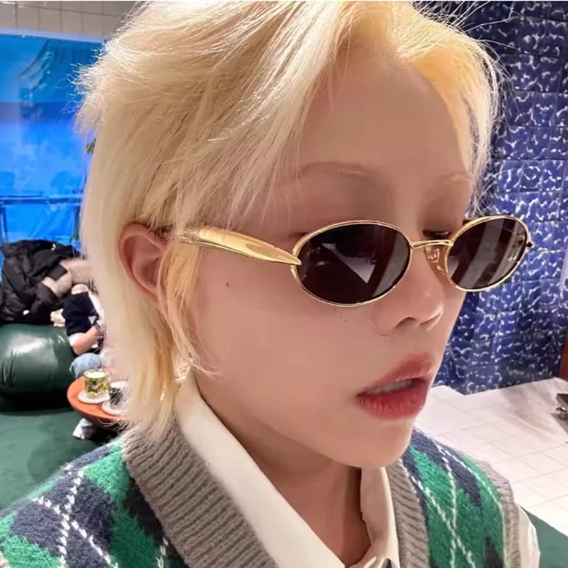 MACO Y2K Small Oval Metal Sunglasses – Luxury Brand Punk Retro Shades
