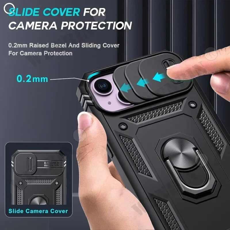 MACO Tactical Heavy-Duty iPhone Armor Case | 360° Metal Kickstand & Camera Shield