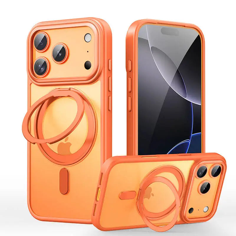 MACO Magsafe 360° Rotating Bracket Case — Heavy Duty Mechanical Kickstand Frosted Cover for iPhone 13 to 17 Pro Max & Air