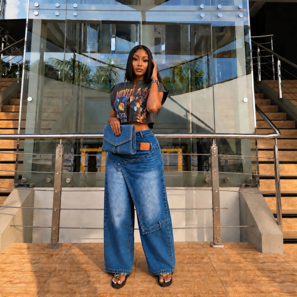 MACO Vintage Wide-Leg Denim – Elegant High-Waist Y2K Loose Jeans
