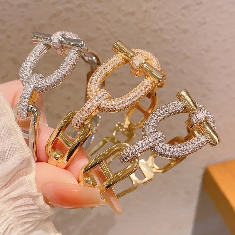 MACO Luxury 18K Gold Plated Belt Bangle – Punk Court Style Brass Bracelet