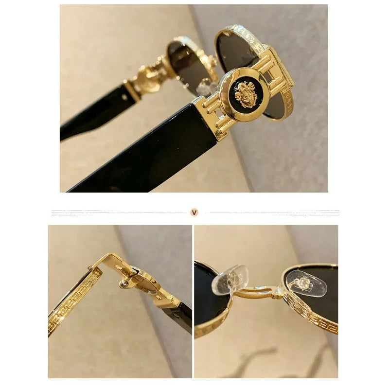 MACO Retro Oval Metal Sunglasses – Luxury Vintage Y2K Shades for Men & Women