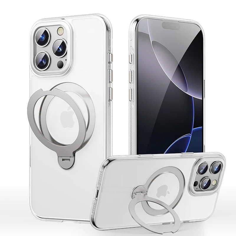 MACO Magsafe 360° Rotating Bracket Case — Heavy Duty Mechanical Kickstand Frosted Cover for iPhone 13 to 17 Pro Max & Air