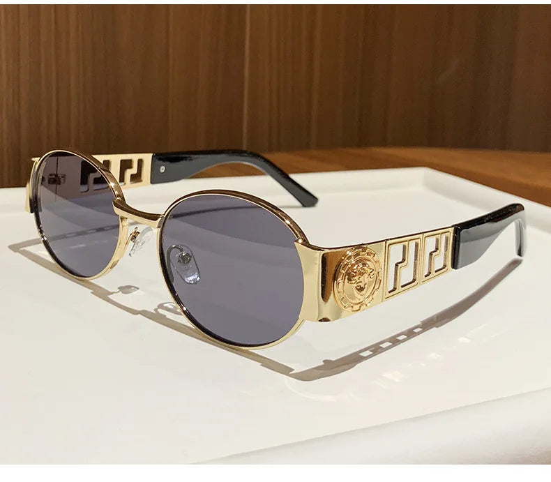 MACO Luxury Oval Metal Sunglasses – Vintage Minimalist Designer Shades for Men & Women