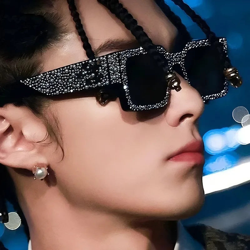 MACO Iced Out Diamond Square Sunglasses – High-End Nightclub Party Shades