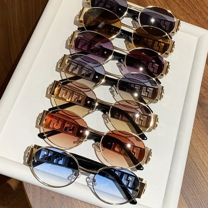 MACO Luxury Oval Metal Sunglasses – Vintage Minimalist Designer Shades for Men & Women