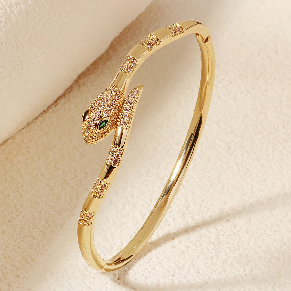 MACO Luxury Snake Nail Cuff Bangle – Classic Open Zirconium Bracelet for Women