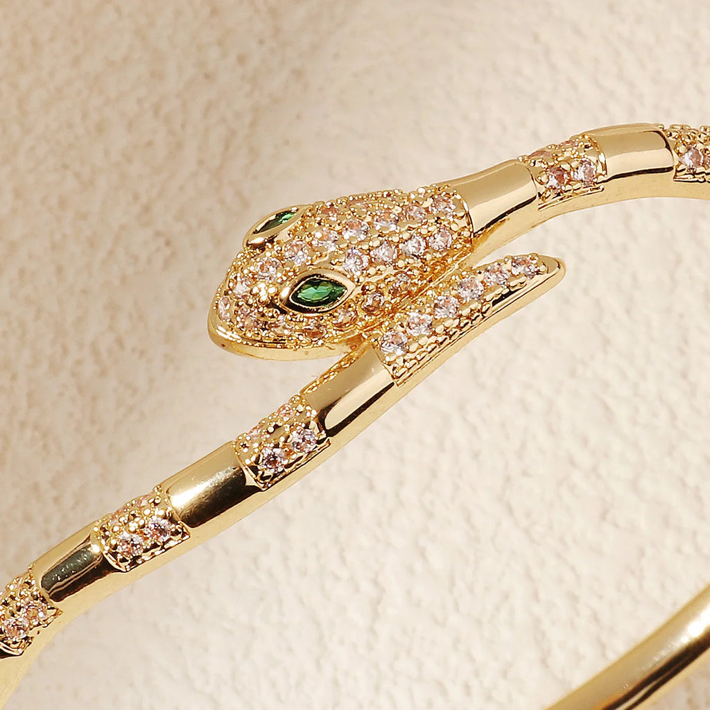 MACO Luxury Snake Nail Cuff Bangle – Classic Open Zirconium Bracelet for Women