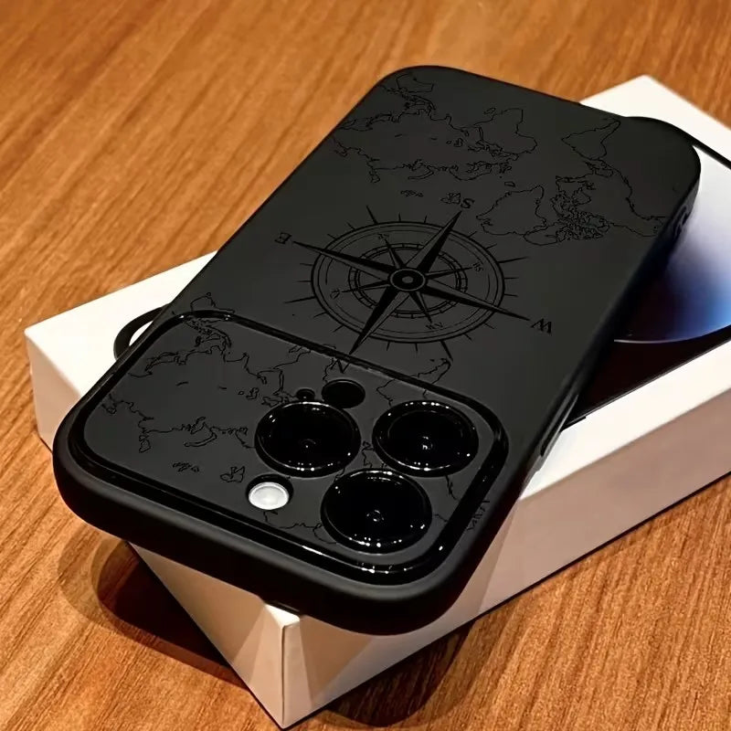 MACO Creative Compass Vintage iPhone Case | Luxury Shockproof Travel Soft Cover