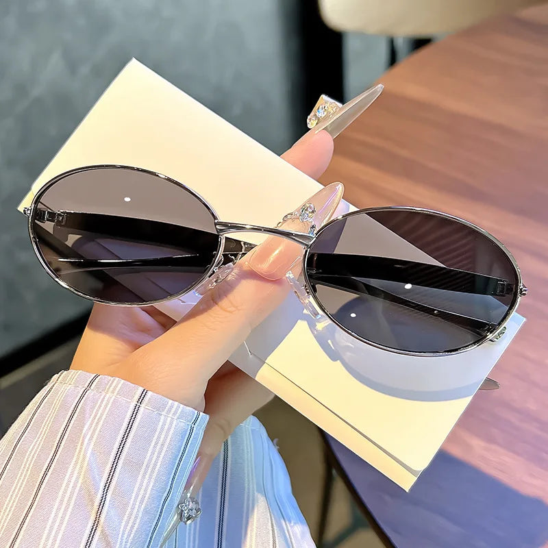 MACO Y2K Small Oval Metal Sunglasses – Luxury Brand Punk Retro Shades