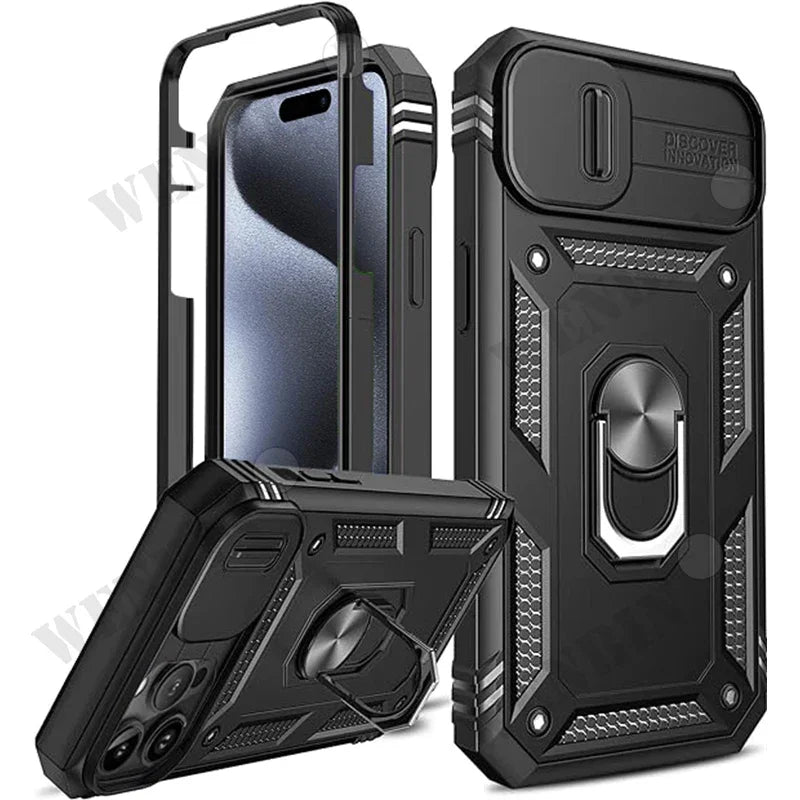 MACO Tactical Heavy-Duty iPhone Armor Case | 360° Metal Kickstand & Camera Shield
