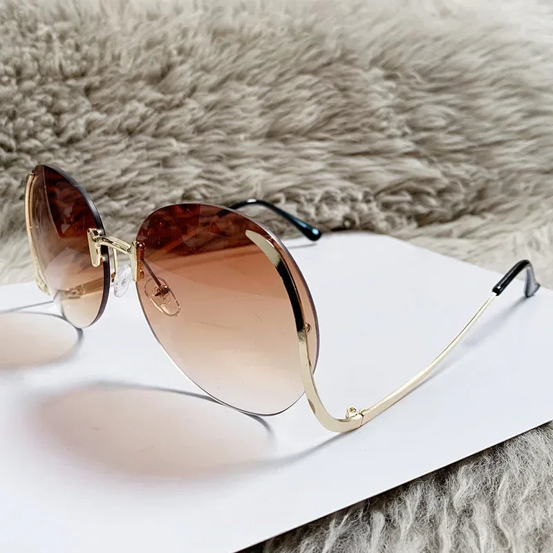 MACO Luxury Geometric Round Sunglasses – Big Frame Metal Designer Shades