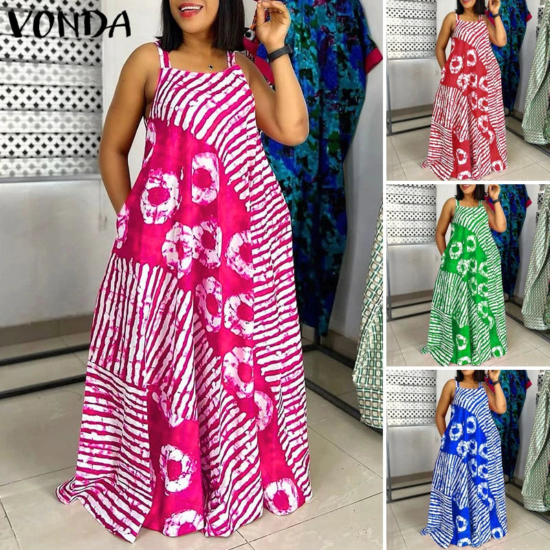 MACO Luxury Bohemian Printed Maxi Dress – Elegant Plus Size Summer Sundress