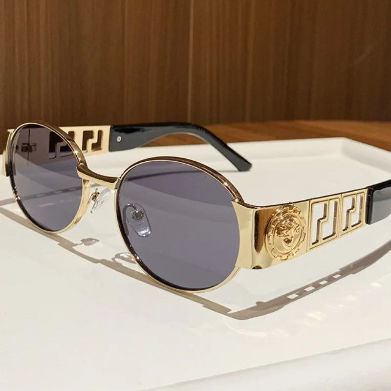 MACO Luxury Oval Metal Sunglasses – Vintage Minimalist Designer Shades for Men & Women