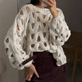 MACO Luxury Hollow-Out Crochet Sweater – Sexy Long Sleeve Beach Pullover Blouse