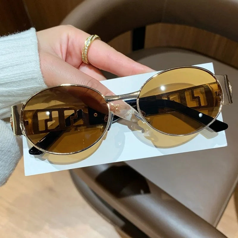 MACO Luxury Oval Metal Sunglasses – Vintage Minimalist Designer Shades for Men & Women
