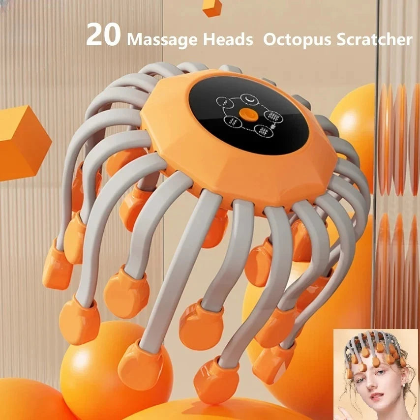 MACO Luxury 20-Head Octopus Scalp Massager – Electric Red-Light Vibrating Therapy Scratcher