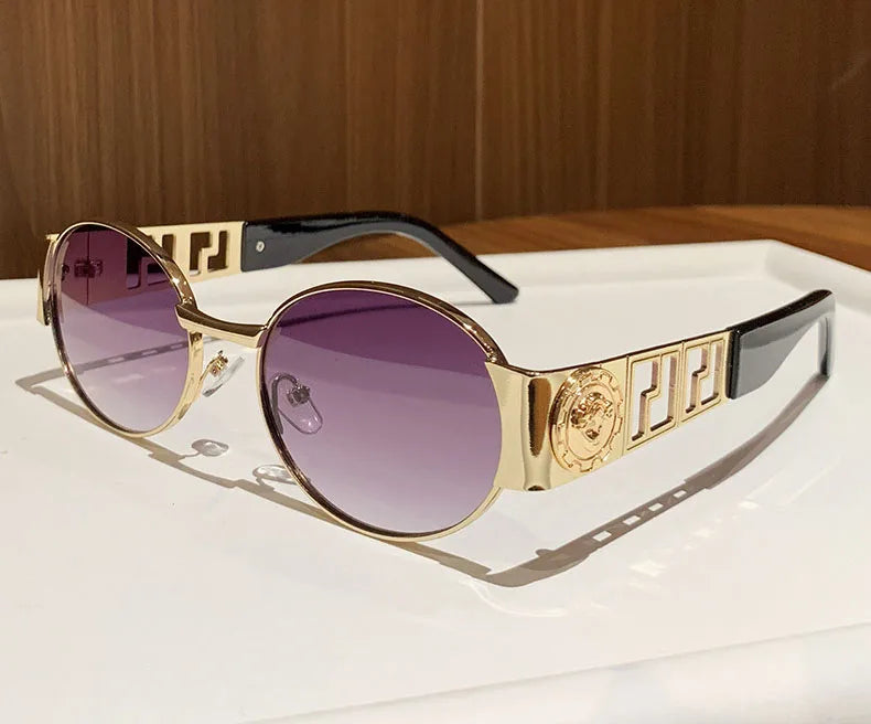 MACO Luxury Oval Metal Sunglasses – Vintage Minimalist Designer Shades for Men & Women