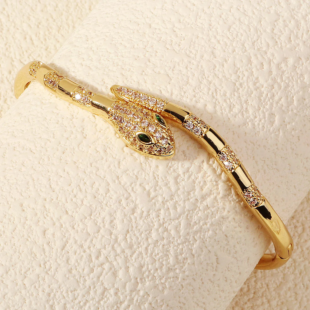 MACO Luxury Snake Nail Cuff Bangle – Classic Open Zirconium Bracelet for Women