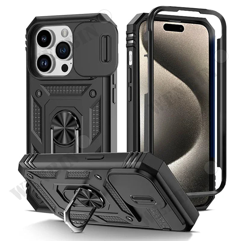 MACO Tactical Heavy-Duty iPhone Armor Case | 360° Metal Kickstand & Camera Shield